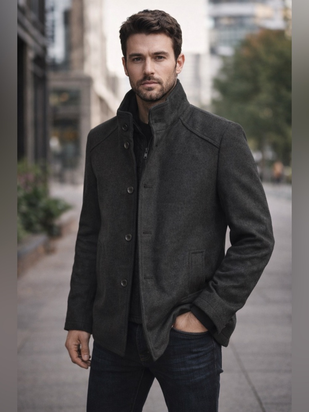 Belldorado Wool Blend Jacket Medium Black Removable Puffer Lined Tailored New